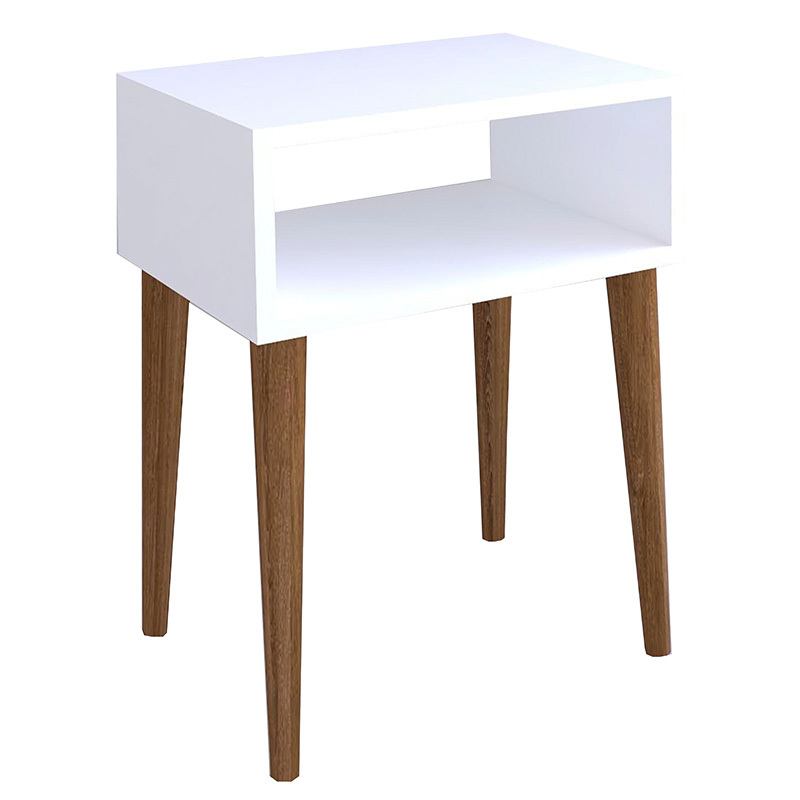 197-000125 Κομοδίνο Hank λευκό-καρυδί 45x30x60εκ