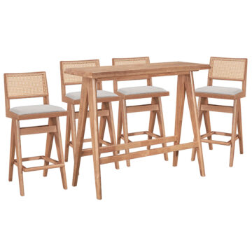 Τραπεζαρία μπαρ Winslow σετ 5τεμ ξύλο rubberwood ανοιχτό καρυδί 120x45x100εκ