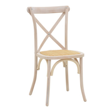 Καρέκλα Dylon στοιβαζόμενη white wash ξύλο οξιάς-έδρα φυσικό rattan 48x52x89εκ