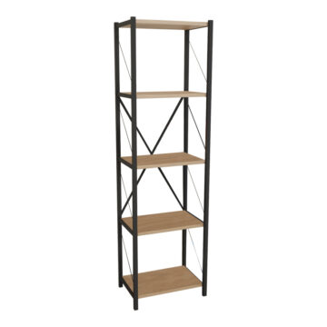 Βιβλιοθήκη Glase oak μελαμίνης-μαύρο μέταλλο 40x30x150εκ