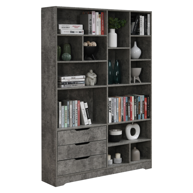 049-000092 Βιβλιοθήκη Lucinda γκρι oak 120x29.8x180.5εκ