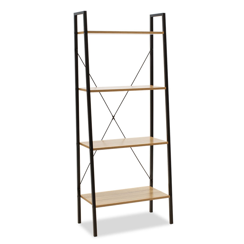 085-000001 Βιβλιοθήκη Ramon φυσικό-μαύρο 60x23x145