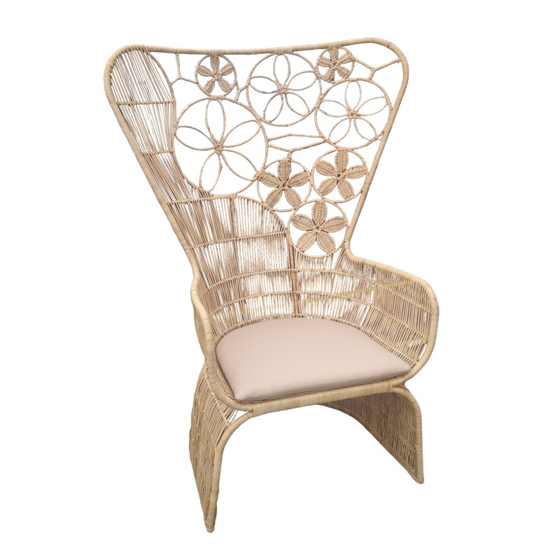 314-000005 Πολυθρόνα Jake Inart με μπεζ μαξιλάρι-φυσικό rattan 110x82x145εκ