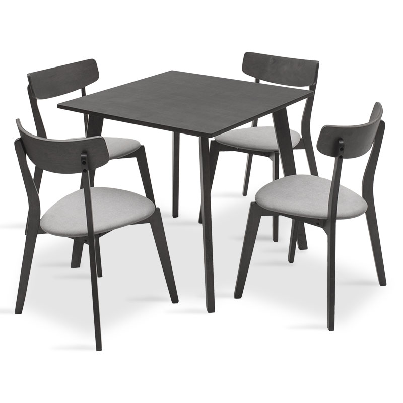 200-000181 Tραπεζαρία Benson - Toto σετ 5τμχ rustic grey - ύφασμα grey 80x80x75εκ