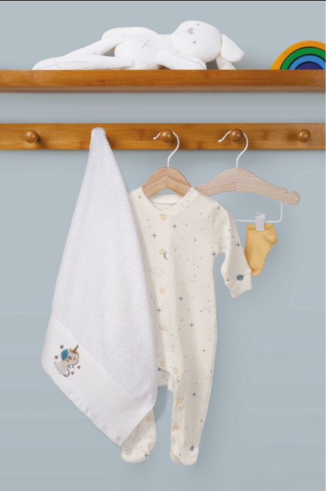 Screenshot_1-2 Σετ πετσέτα 2τμχ. bebe Σχ.Unicorn (ecrou-blue) 50x90cm+70x140cm 100% cotton