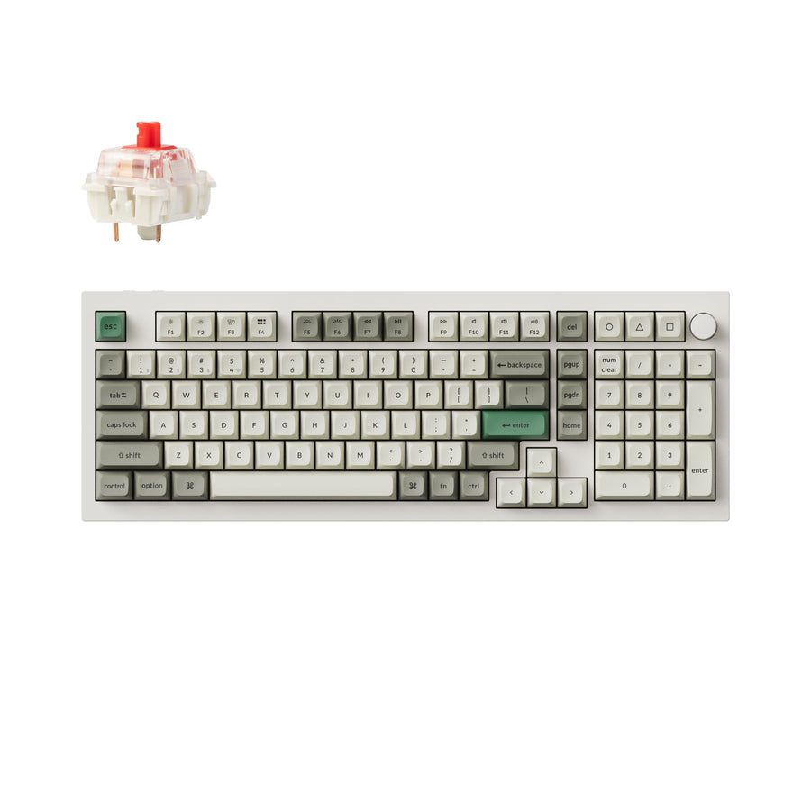 Keychron-Q5-Max-QMK-VIA-Wireless Keychron Q5 Max (Q5M-P1) QMK/VIA Wireless Custom Mechanical White Keyboard-Red Switch 96% US Layout