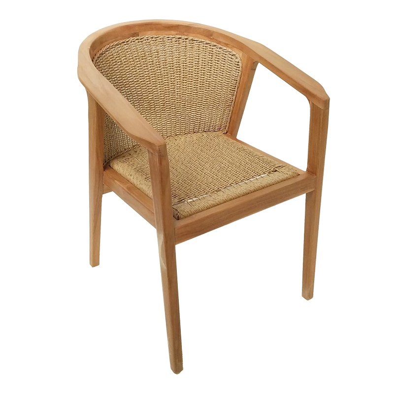 343-000034 Πολυθρόνα Granny teak wood και συνθετικό σχοινί σε φυσική απόχρωση 60x60x82εκ