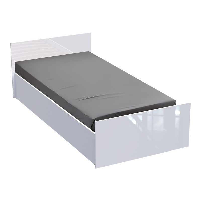361-000020 Κρεβάτι μονό Afina μελαμίνη σε λευκή glossy απόχρωση 100x200εκ