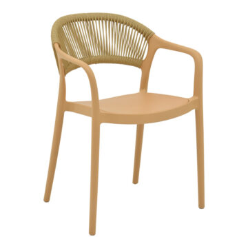 Πολυθρόνα Ankara στοιβαζόμενη pp cappuccino απόχρωση με μπεζ rattan 57x48x80εκ