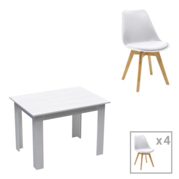 Τραπεζαρία Manka-Gaston σετ 5τεμ σε λευκή απόχρωση 110x80x77εκ
