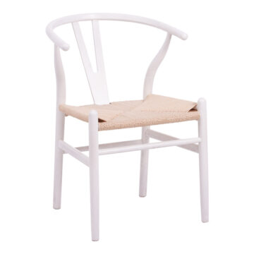 Καρέκλα Wishbone rubberwood-σχοινί σε λευκή απόχρωση 60x51x80εκ