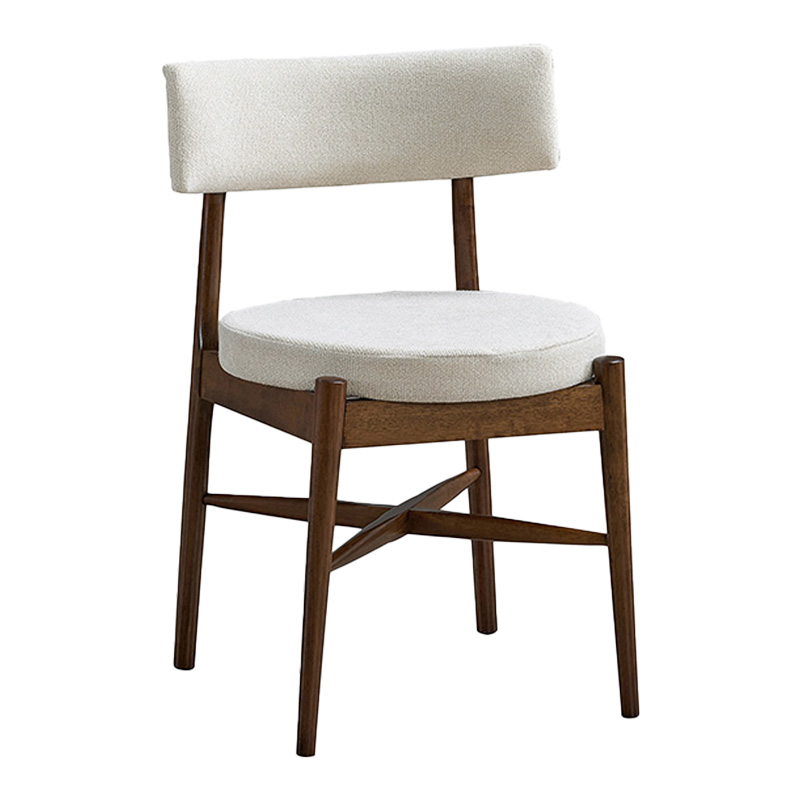 381-000004 Καρέκλα Raudi rubberwood σε καρυδί-εκρού απόχρωση 45.5x45.5x81εκ