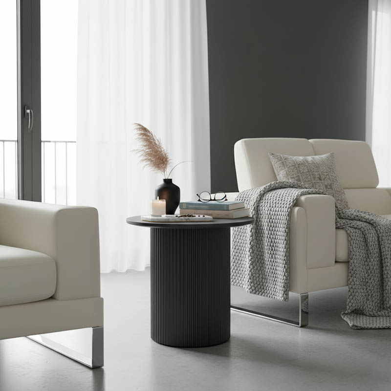 029-000349 Βοηθητικό τραπέζι Dovel mdf σε μαύρη απόχρωση Φ50x45εκ