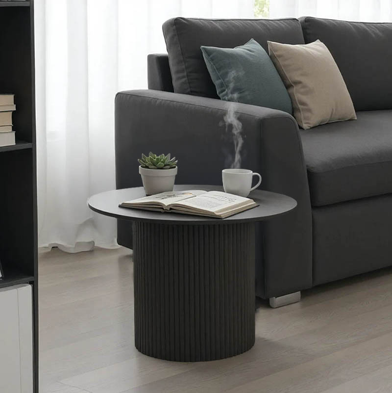 029-000350 Τραπέζι σαλονιού Dovel mdf σε μαύρη απόχρωση Φ70x40εκ