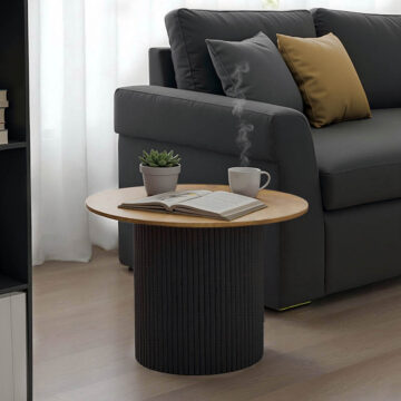 Τραπέζι σαλονιού Dovel mdf σε sonoma-μαυρη απόχρωση Φ70x40εκ