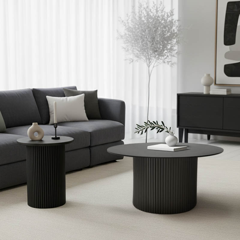 029-000425 Tραπέζια σαλονιού Dovel mdf σετ 2τεμ. μαύρο