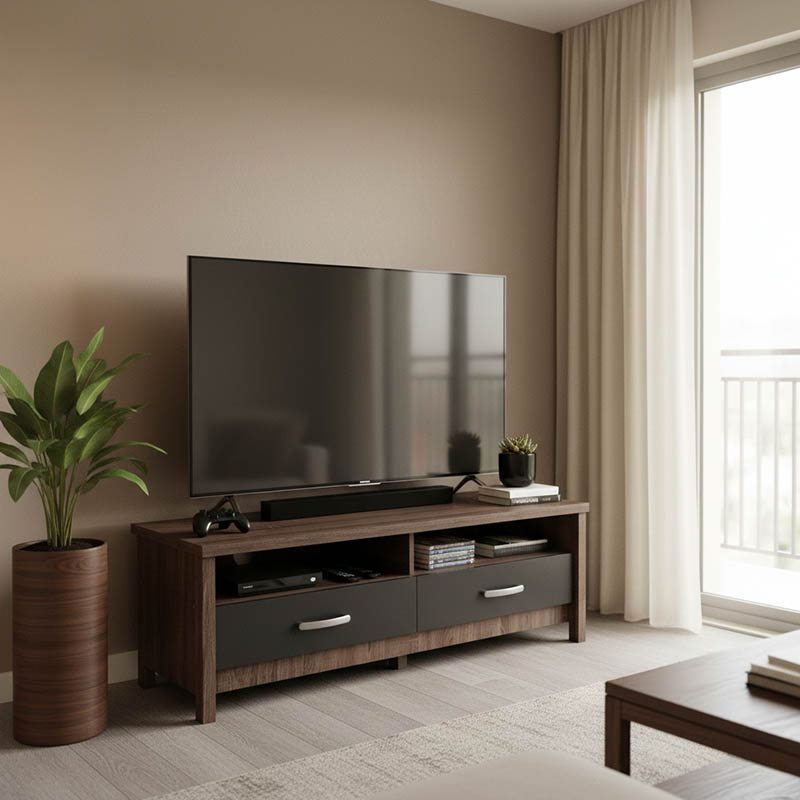 383-000035 Έπιπλο τηλεόρασης Podizor σε oak-ανθρακί απόχρωση 120x45x42.5εκ