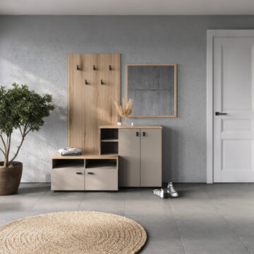 Έπιπλο εισόδου Ebro σε oak-cappuccino απόχρωση 150.3x41.2x204.7εκ