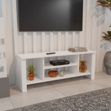 Έπιπλο τηλεόρασης Seref σε λευκή απόχρωση 120x30x47εκ