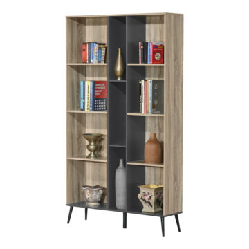 Βιβλιοθήκη Zezan σε sonoma-ανθρακί απόχρωση 114x30x200.5εκ