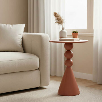 Βοηθητικό τραπέζι Bilane μέταλλο σε terracotta απόχρωση Φ39x55εκ