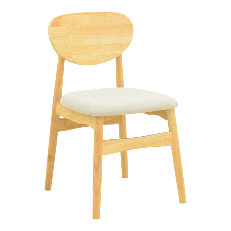382-000013 Καρέκλα Cardith rubberwood-plywood σε φυσική απόχρωση-ύφασμα γκρι-μπεζ 48x51x78εκ