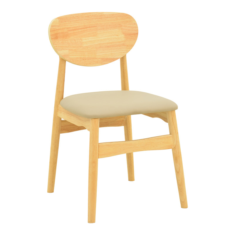 382-000014 Καρέκλα Cardith rubberwood-plywood σε φυσική απόχρωση-pu μπεζ 48x51x78εκ